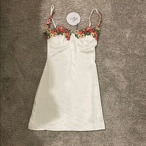 Princess Polly White Slip Dress with Floral Embroidery